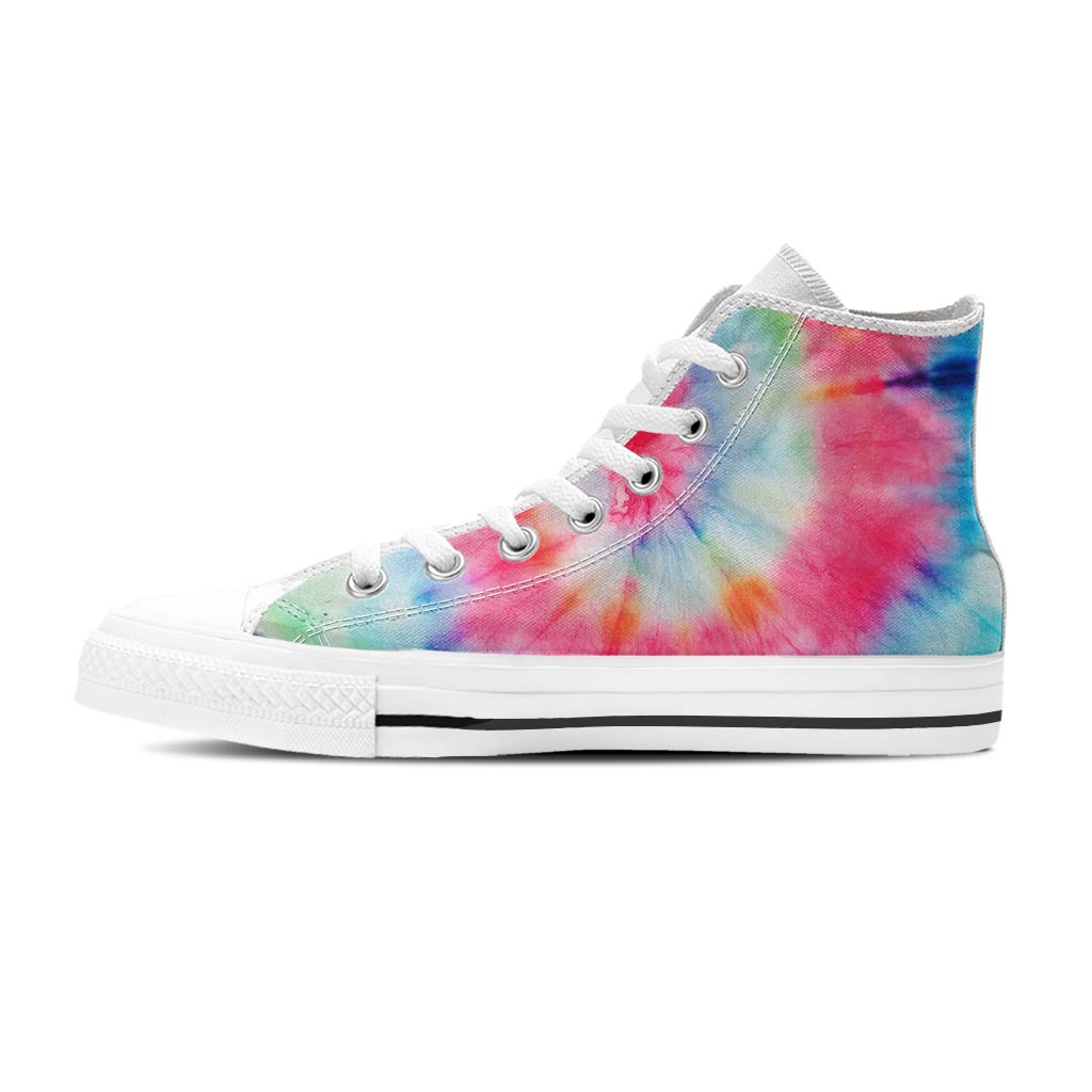 Rainbow Tie Dye Print Women's High Top Shoes-grizzshop