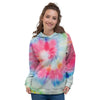 Rainbow Tie Dye Print Women's Hoodie-grizzshop