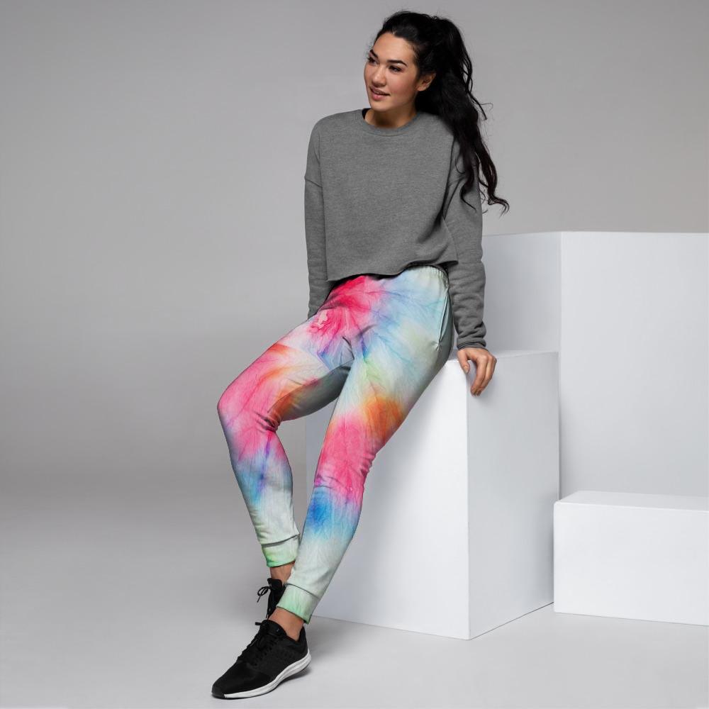 Rainbow Tie Dye Print Women's Joggers-grizzshop