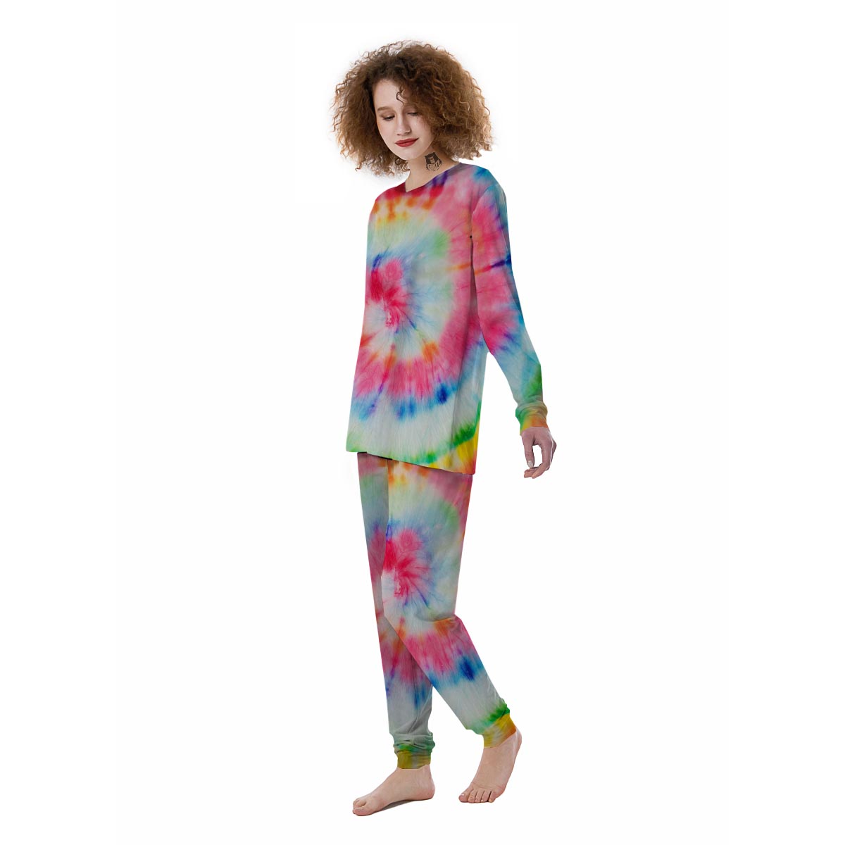 Rainbow Tie Dye Print Women's Pajamas-grizzshop