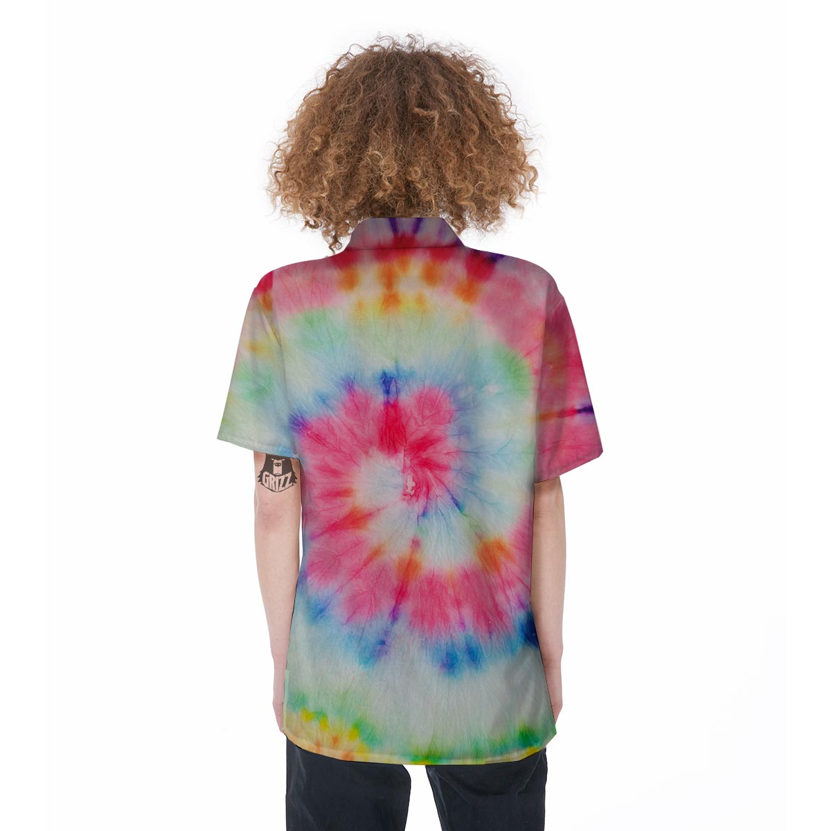 Rainbow Tie Dye Print Women's Short Sleeve Shirts-grizzshop