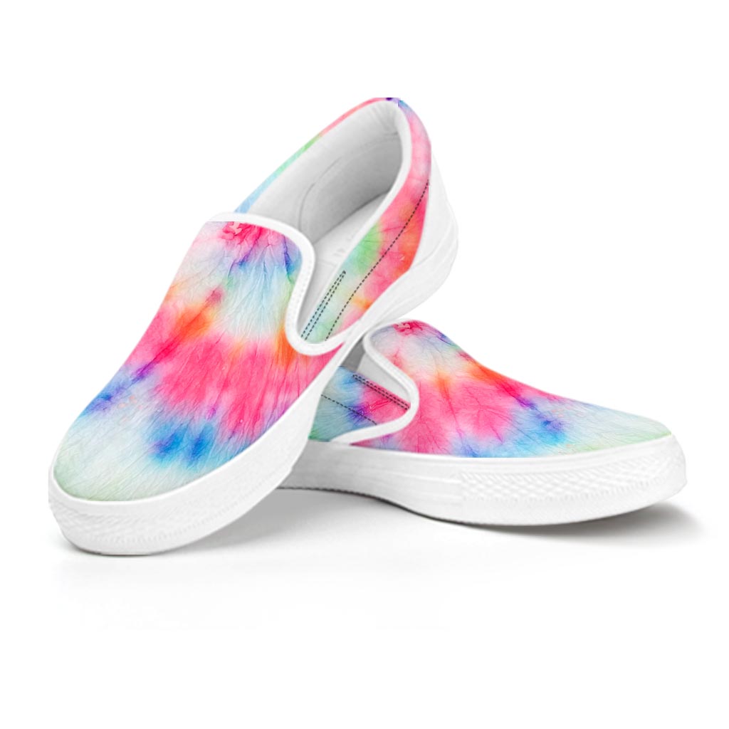 Rainbow Tie Dye Print Women's Slip On Sneakers-grizzshop