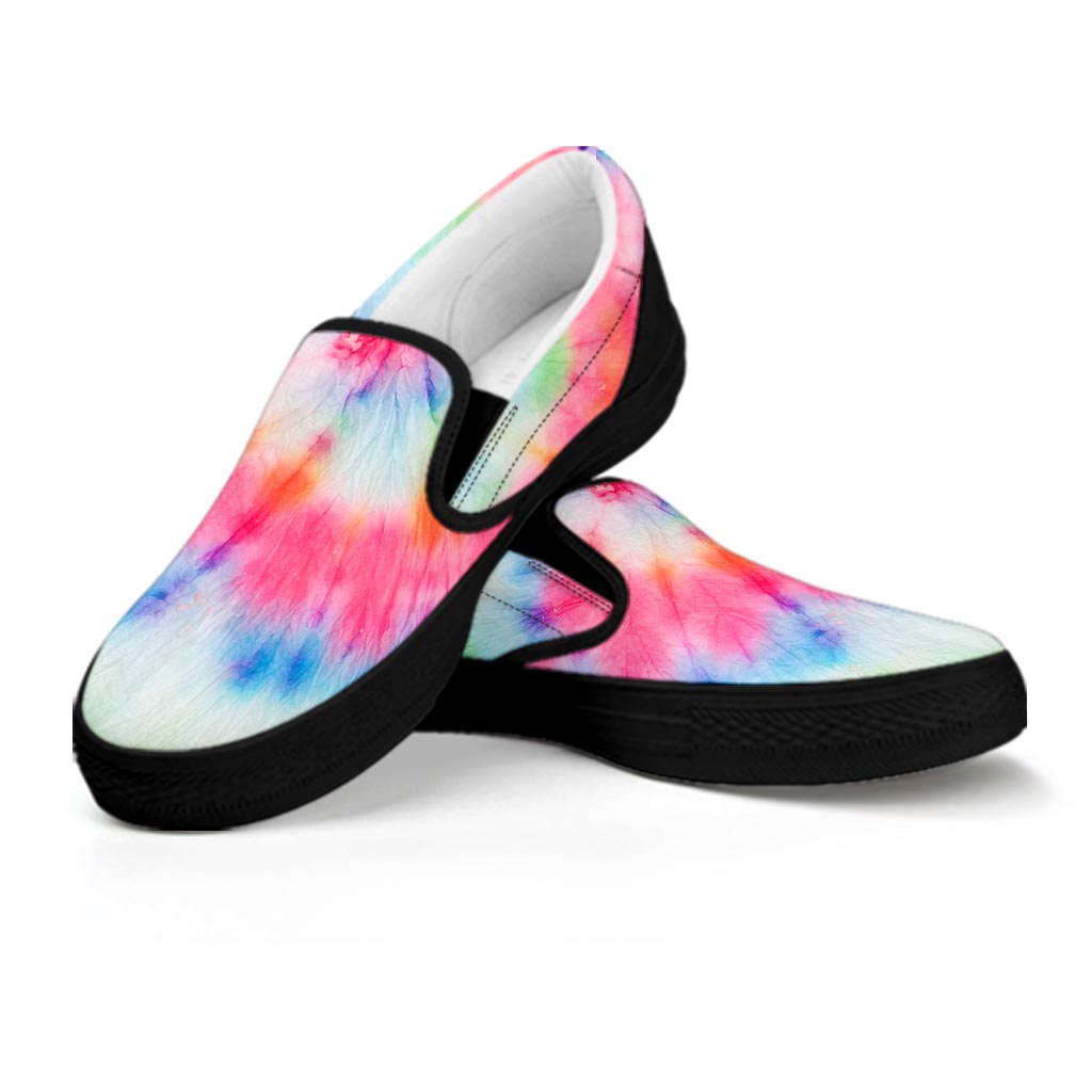 Rainbow Tie Dye Print Women's Slip On Sneakers-grizzshop