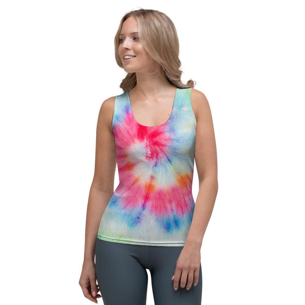 Rainbow Tie Dye Print Women's Tank Top-grizzshop