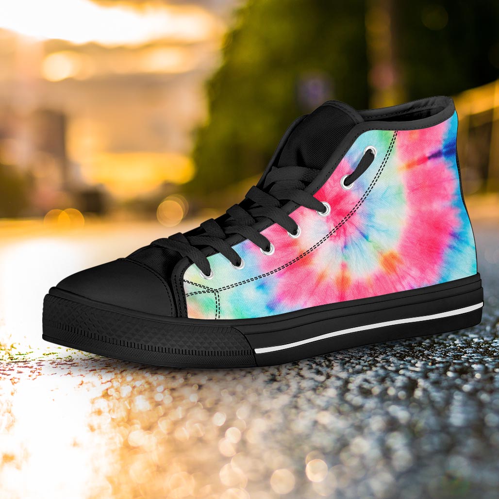 Rainbow Tie Dye Women's High Top Shoes-grizzshop