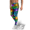 Rainbow Tiger Eyes Print Pattern Men's Leggings-grizzshop