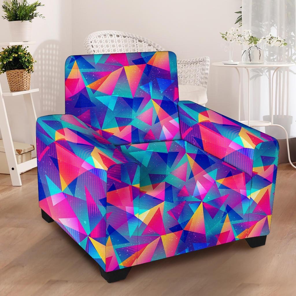 Rainbow Triangle Geometric Armchair Cover-grizzshop