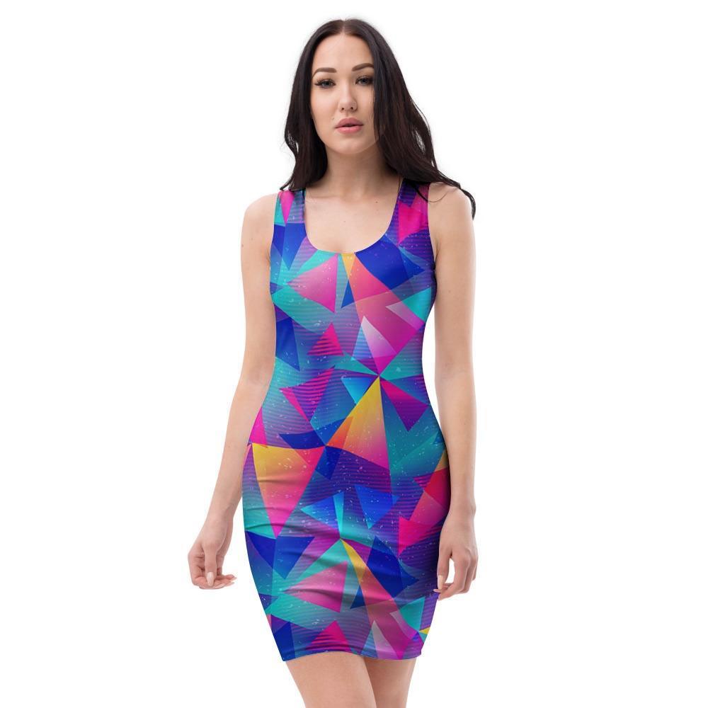 Rainbow Triangle Geometric Bodycon Dress-grizzshop