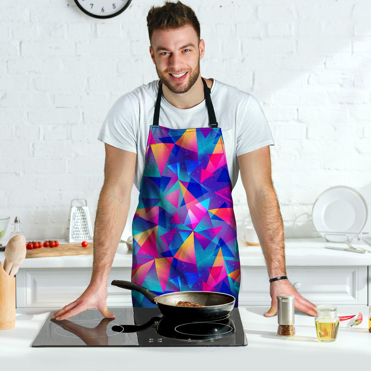 Rainbow Triangle Geometric Men's Apron-grizzshop