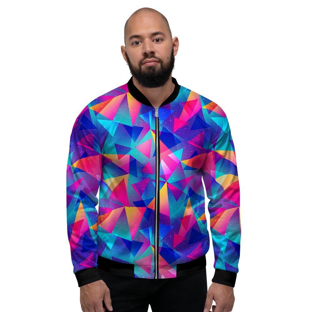 Rainbow Triangle Geometric Men's Bomber Jacket-grizzshop