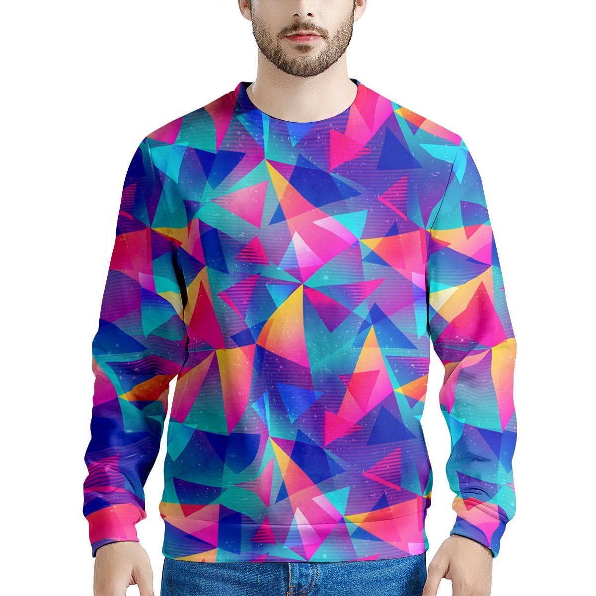 Rainbow Triangle Geometric Men's Sweatshirt-grizzshop