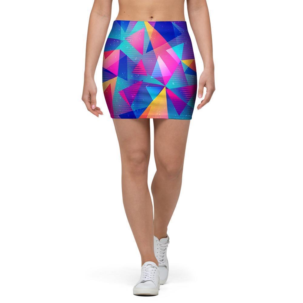 Rainbow Triangle Geometric Mini Skirt-grizzshop