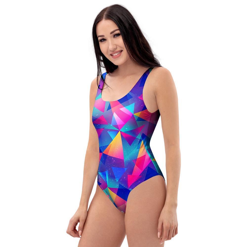 Rainbow Triangle Geometric One Piece Swimsuite-grizzshop