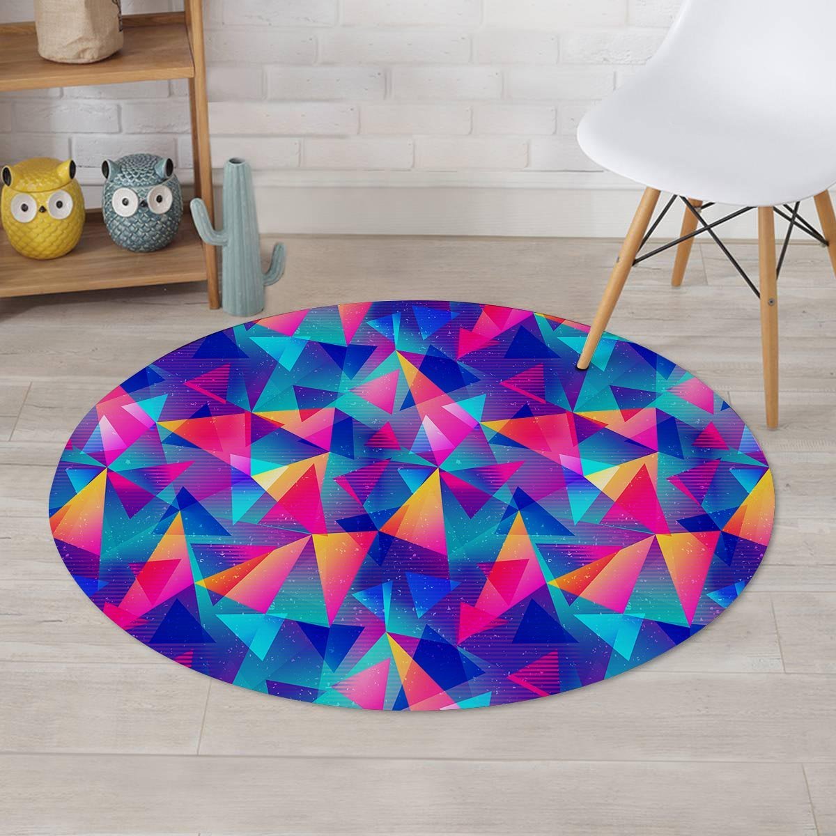 Rainbow Triangle Geometric Round Rug-grizzshop