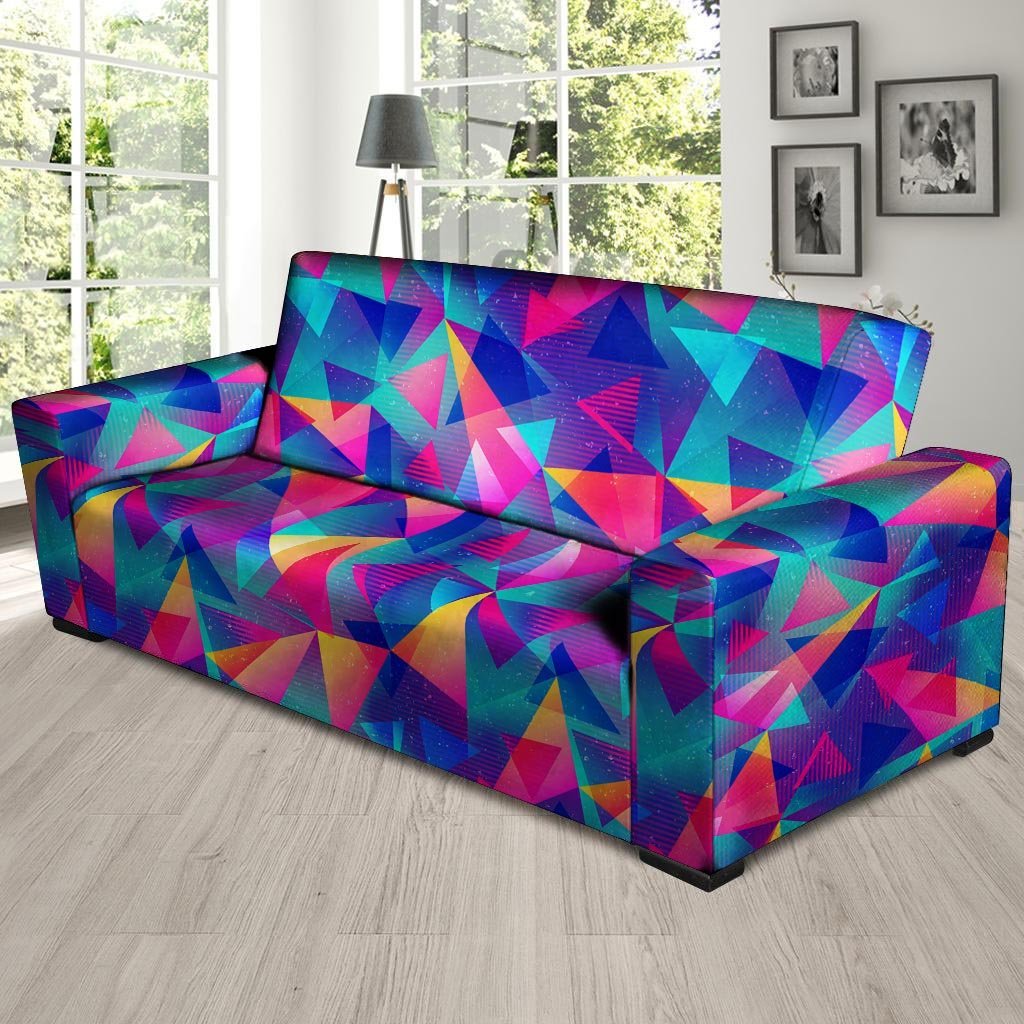 Rainbow Triangle Geometric Sofa Cover-grizzshop