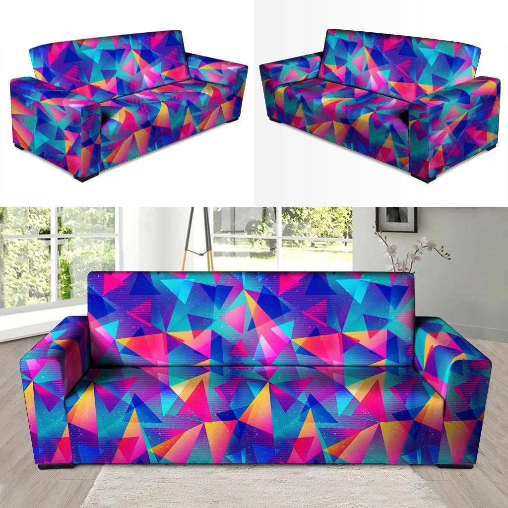 Rainbow Triangle Geometric Sofa Cover-grizzshop