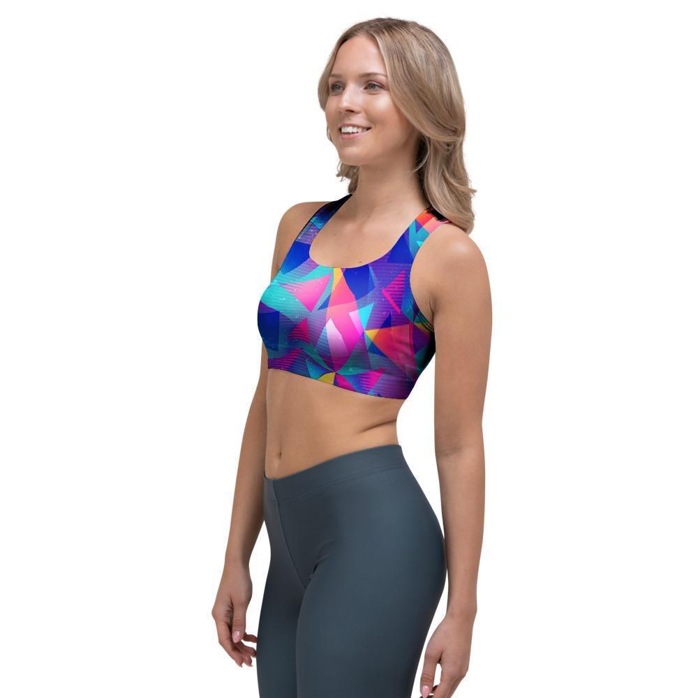 Rainbow Triangle Geometric Sports Bra-grizzshop