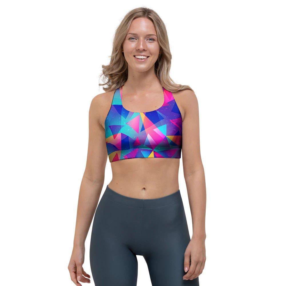 Rainbow Triangle Geometric Sports Bra-grizzshop