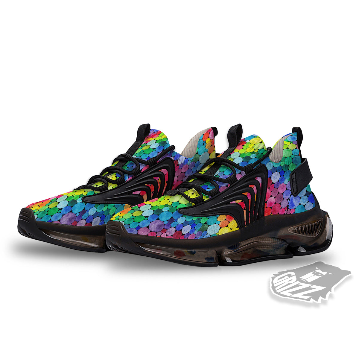 Rainbow Watercolor Print Pattern Black Gym Shoes-grizzshop