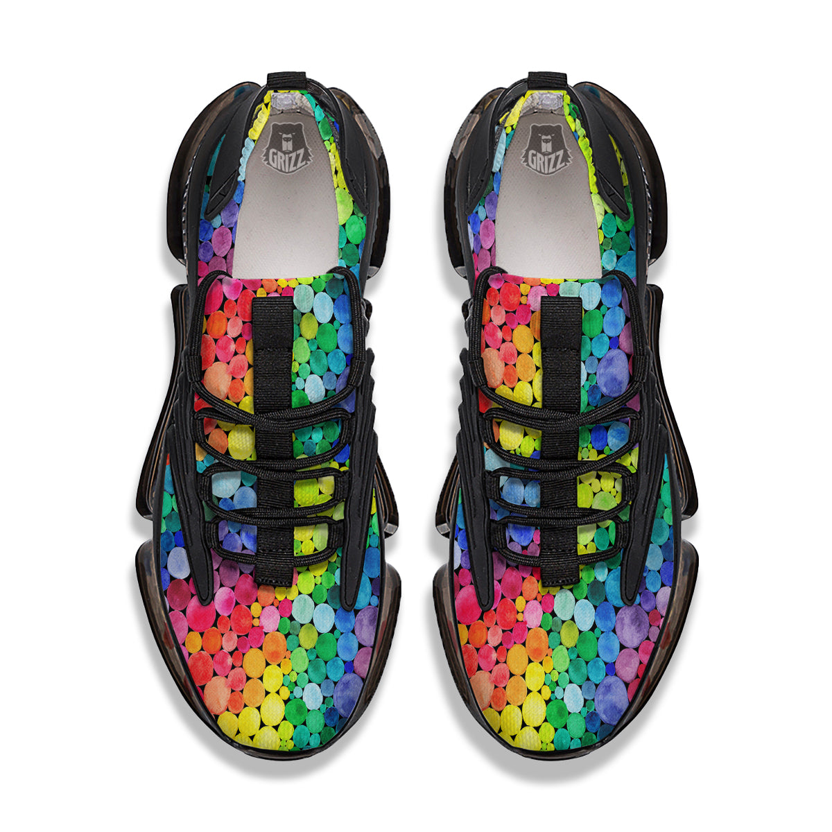 Rainbow Watercolor Print Pattern Black Gym Shoes-grizzshop