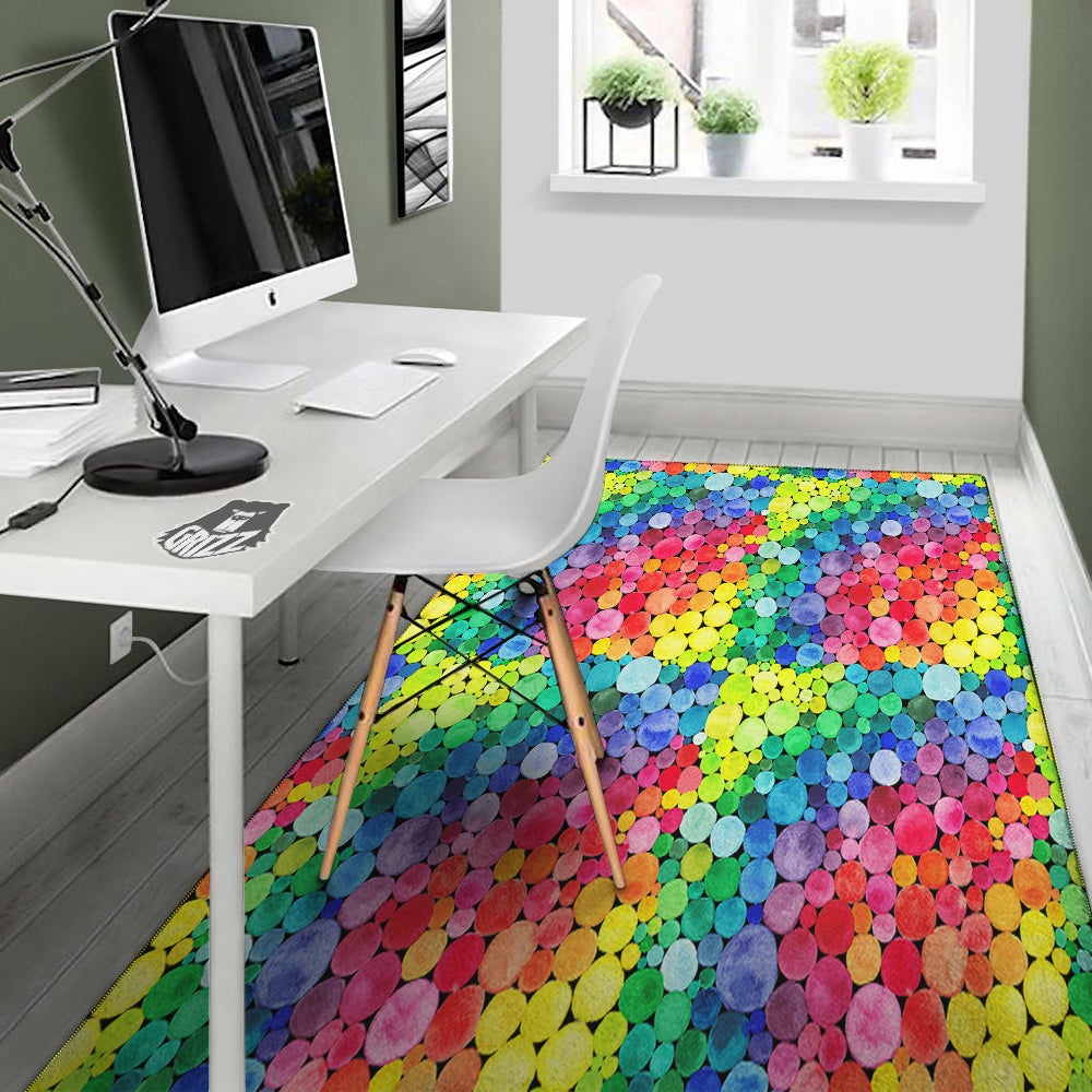 Rainbow Watercolor Print Pattern Floor Mat-grizzshop