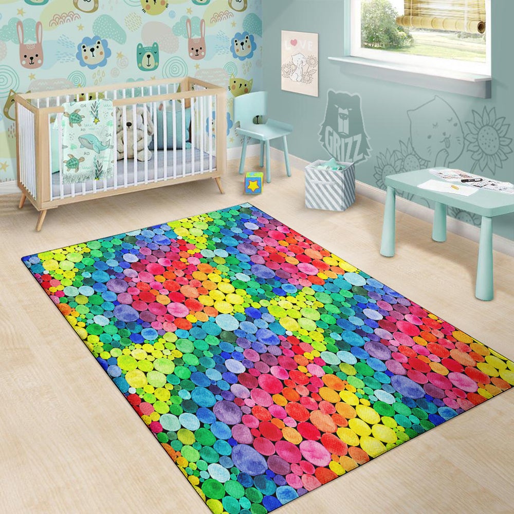 Rainbow Watercolor Print Pattern Floor Mat-grizzshop