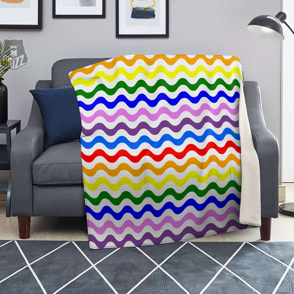 Rainbow Wave Striped Print Blanket-grizzshop