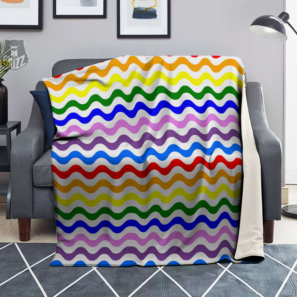 Rainbow Wave Striped Print Blanket-grizzshop