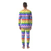 Rainbow Wave Striped Print Men's Pajamas-grizzshop