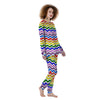 Rainbow Wave Striped Print Women's Pajamas-grizzshop