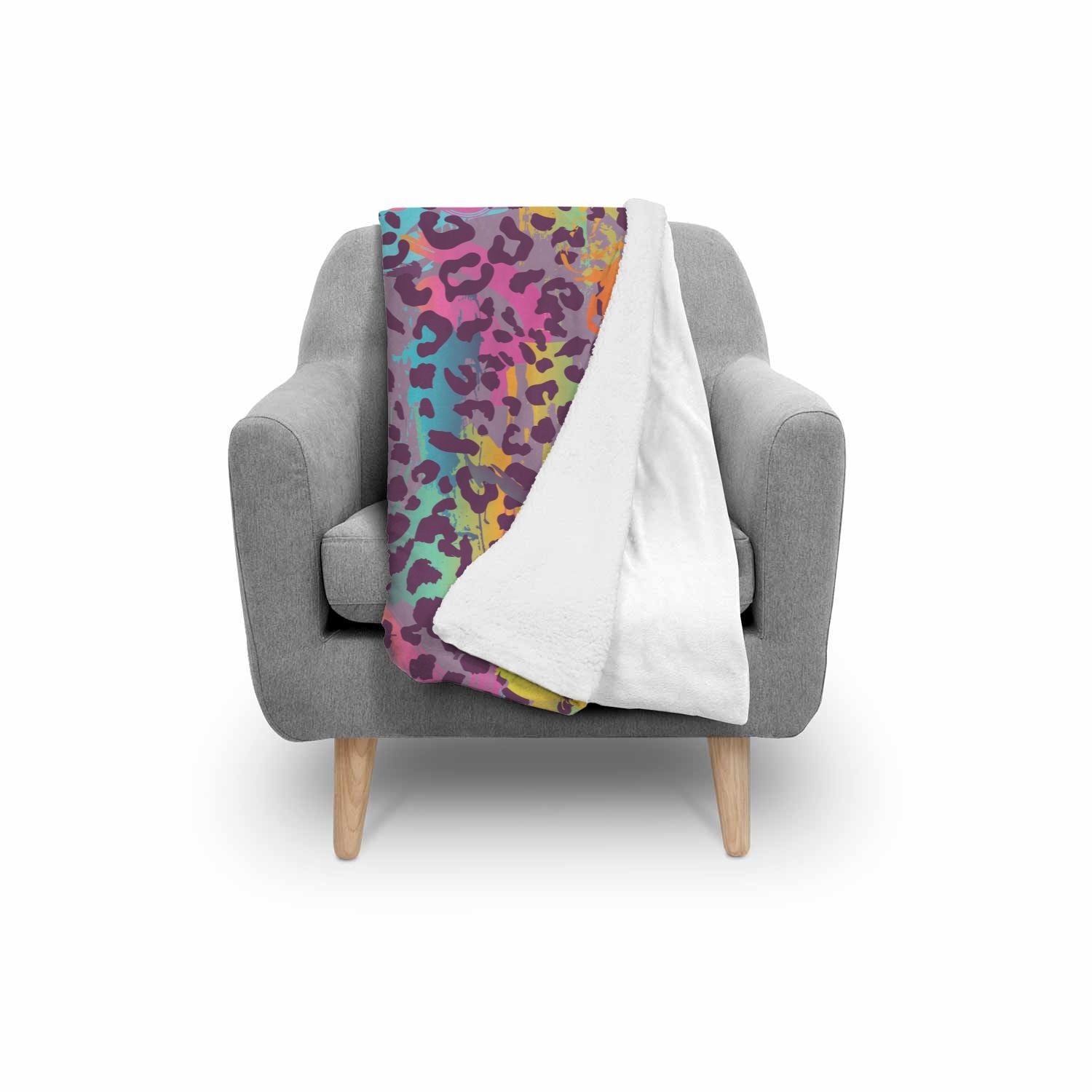 Rainbow Cheetah Leopard Pattern Print Throw Blanket-grizzshop