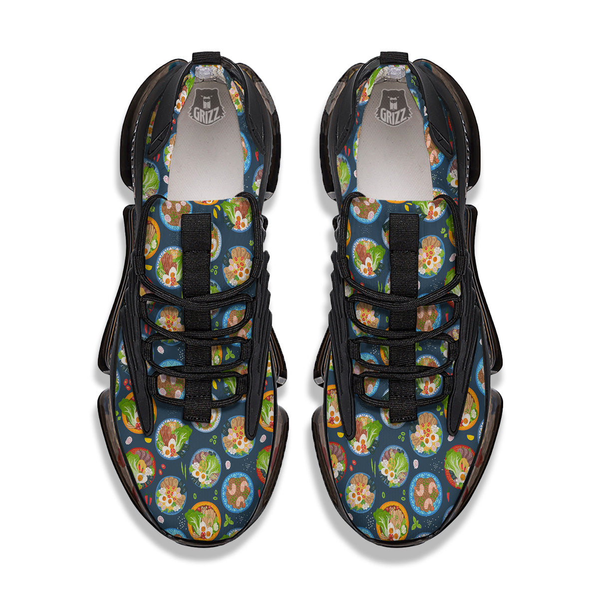 Ramen Udon Noodles In Bowl Print Pattern Black Gym Shoes-grizzshop