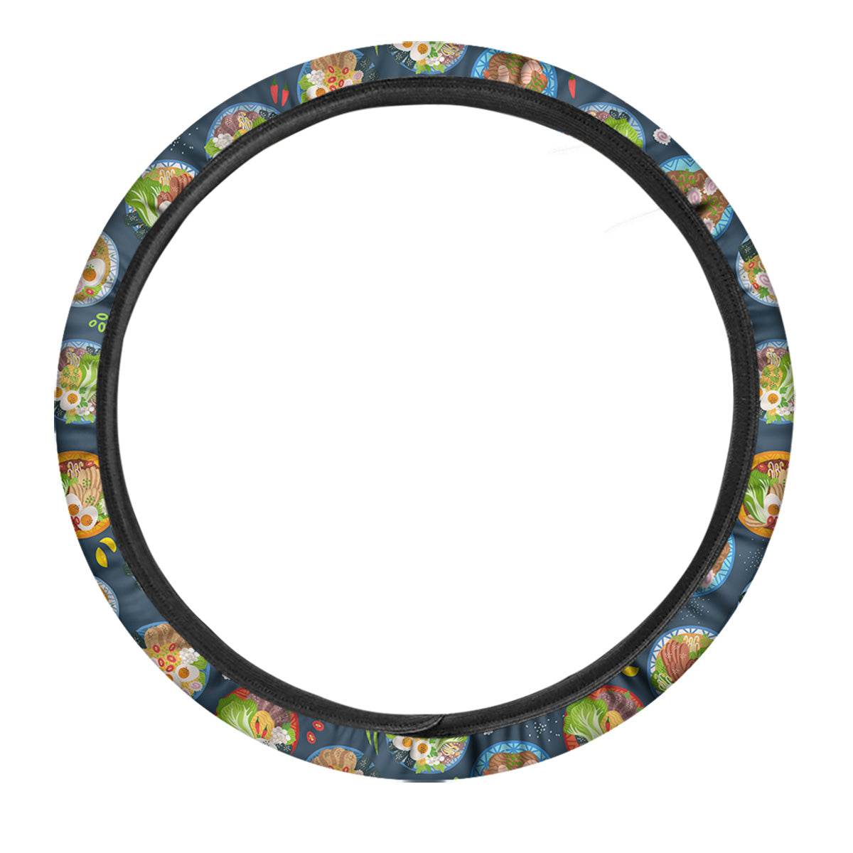 Ramen Udon Noodles In Bowl Print Pattern Car Steering Wheel Cover-grizzshop