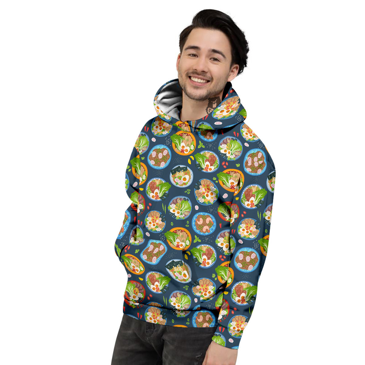 Ramen Udon Noodles In Bowl Print Pattern Men's Hoodie-grizzshop