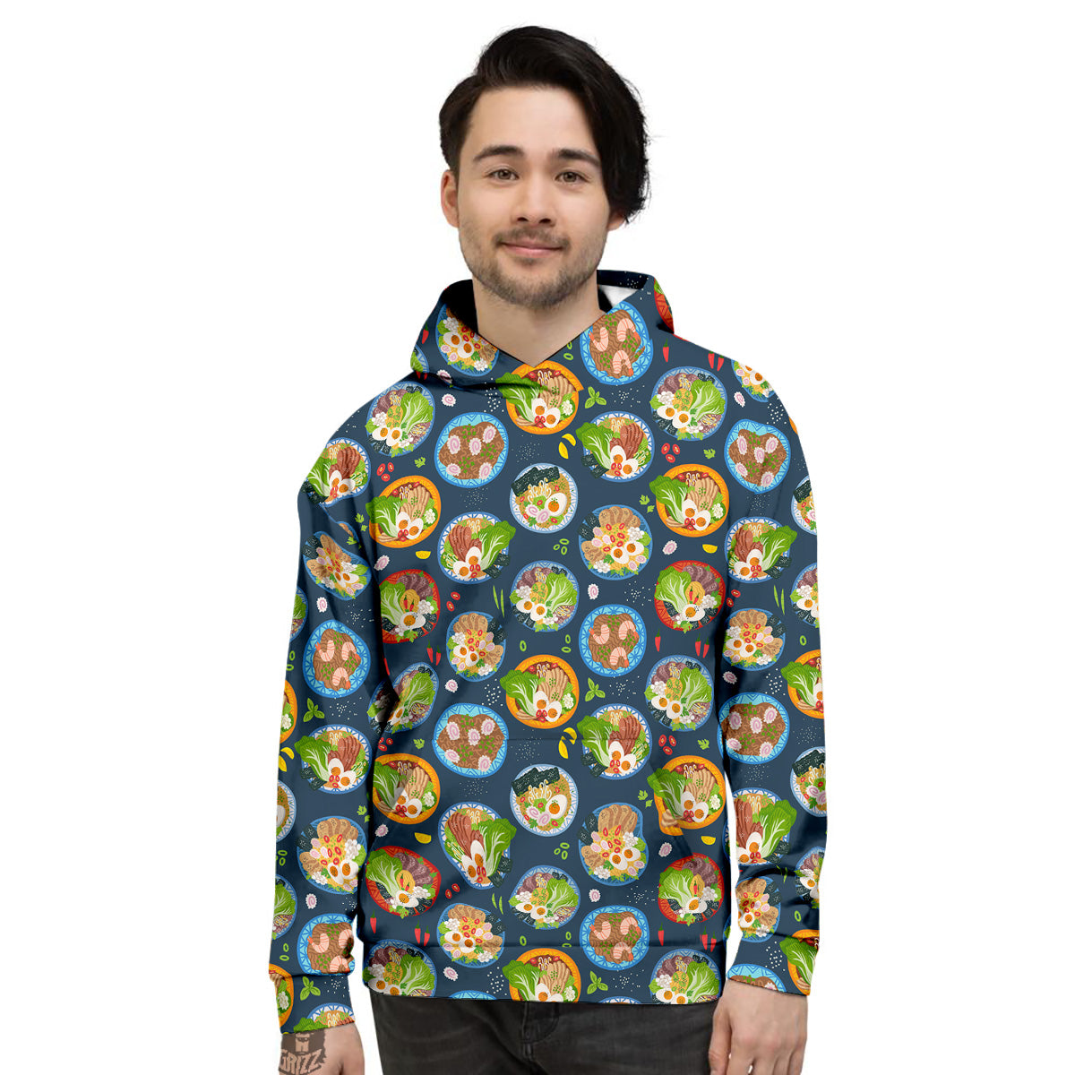 Ramen Udon Noodles In Bowl Print Pattern Men's Hoodie-grizzshop