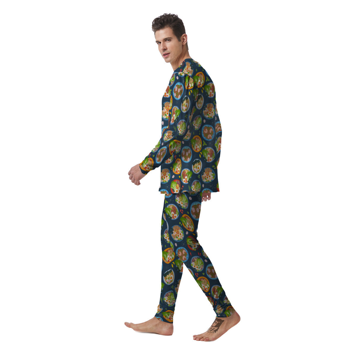 Ramen Udon Noodles In Bowl Print Pattern Men's Pajamas-grizzshop