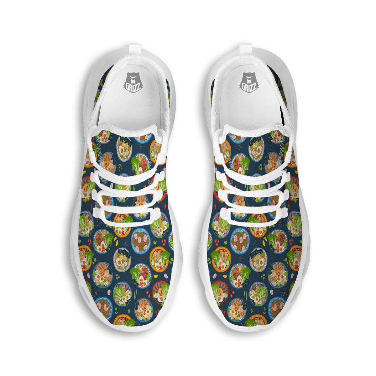 Ramen Udon Noodles In Bowl Print Pattern White Running Shoes-grizzshop