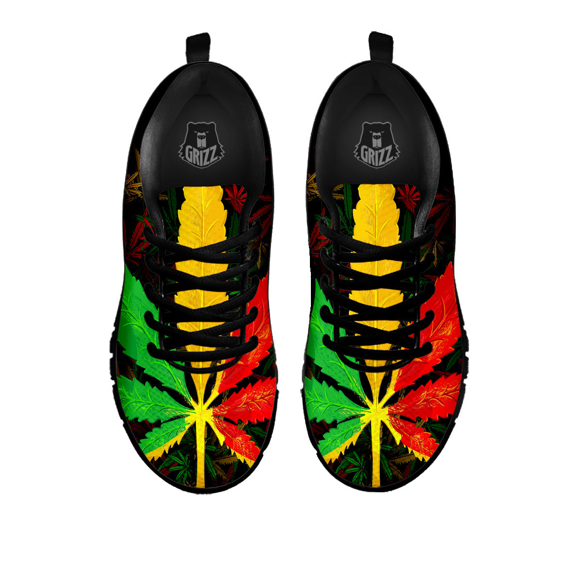 Rasta Cannabis Print Black Sneaker-grizzshop