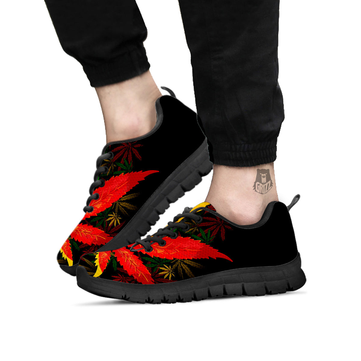 Rasta Cannabis Print Black Sneaker-grizzshop