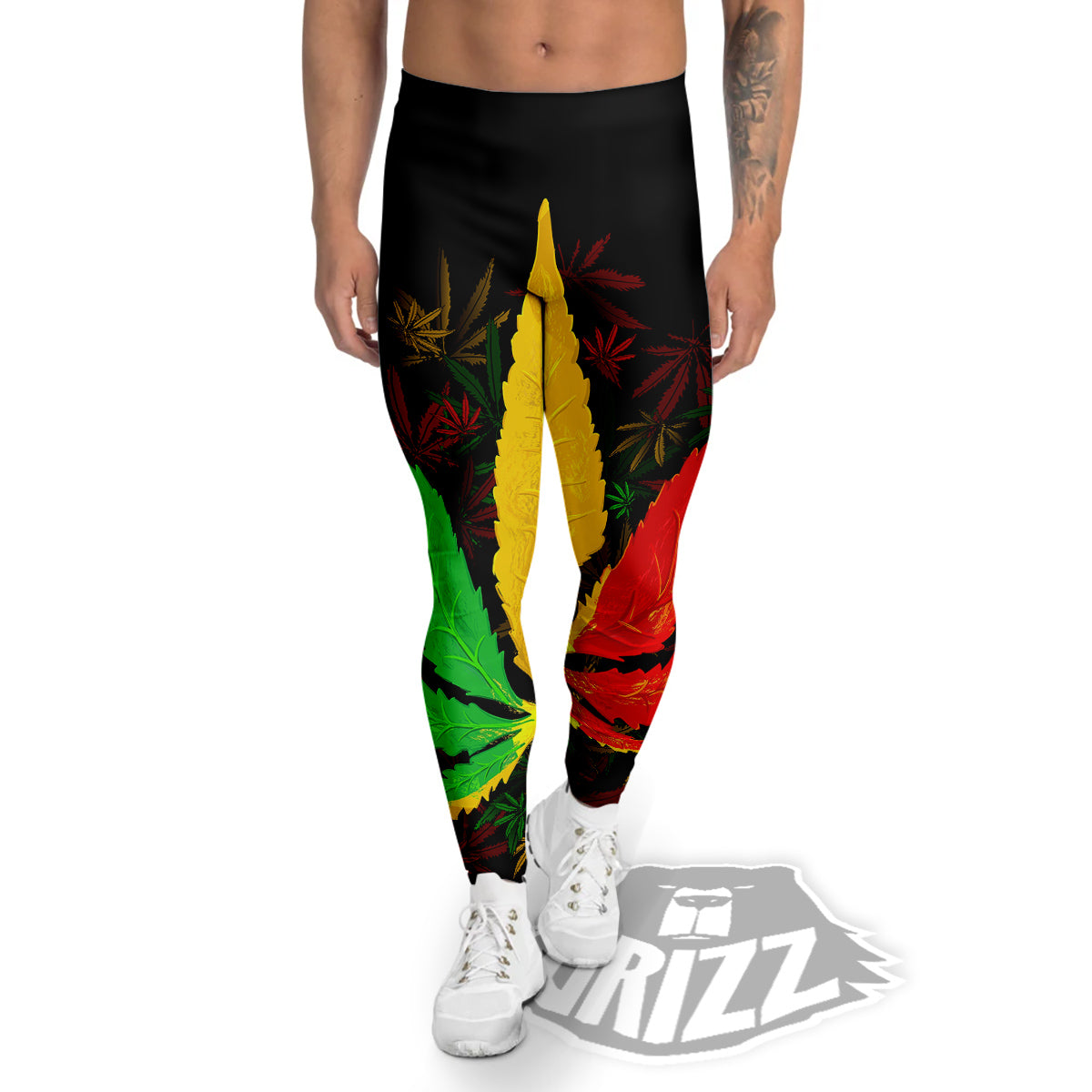 Rasta Cannabis Print Men's Leggings-grizzshop