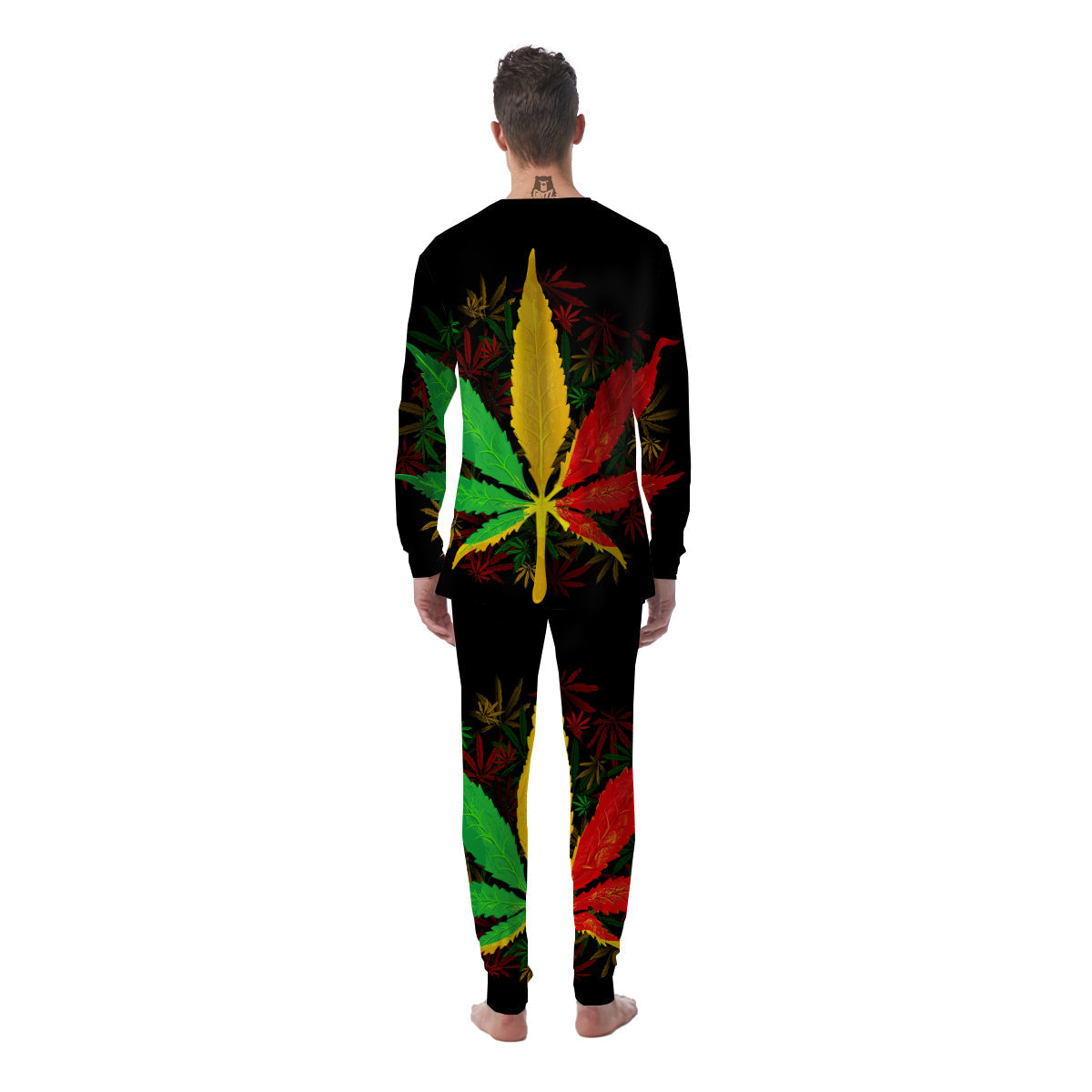 Rasta Cannabis Print Men's Pajamas-grizzshop