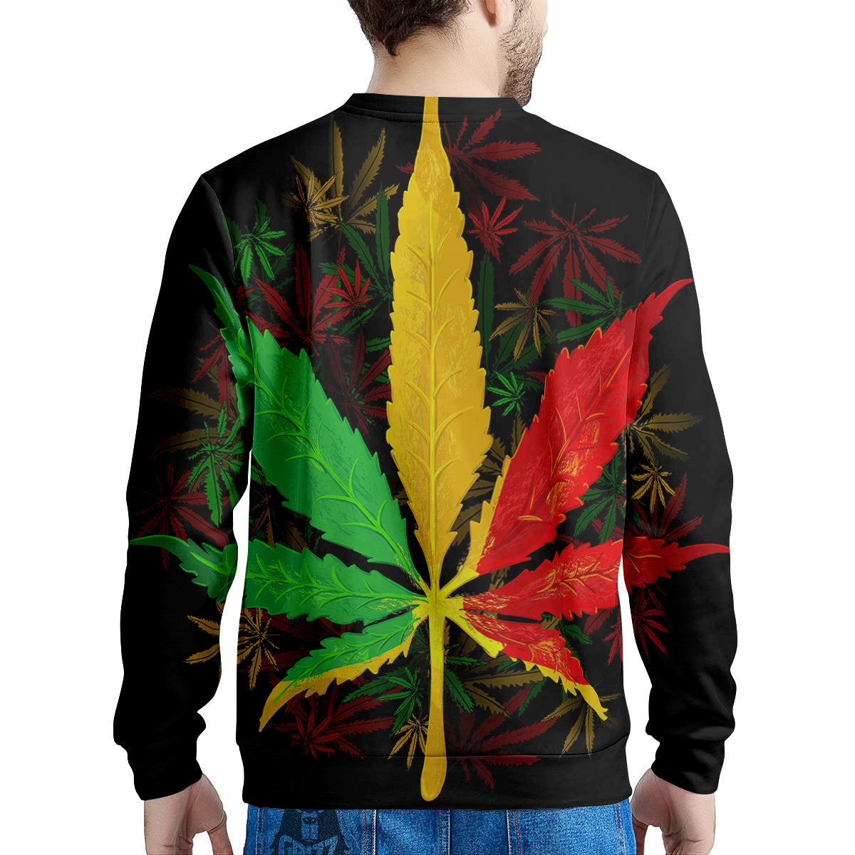 Rasta Cannabis Print Men's Sweatshirt-grizzshop