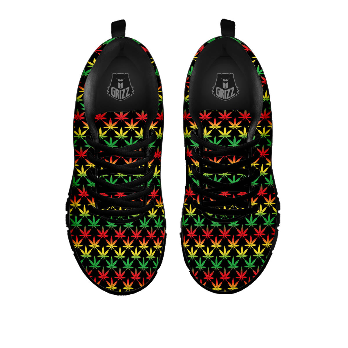 Rasta Cannabis Print Pattern Black Sneaker-grizzshop