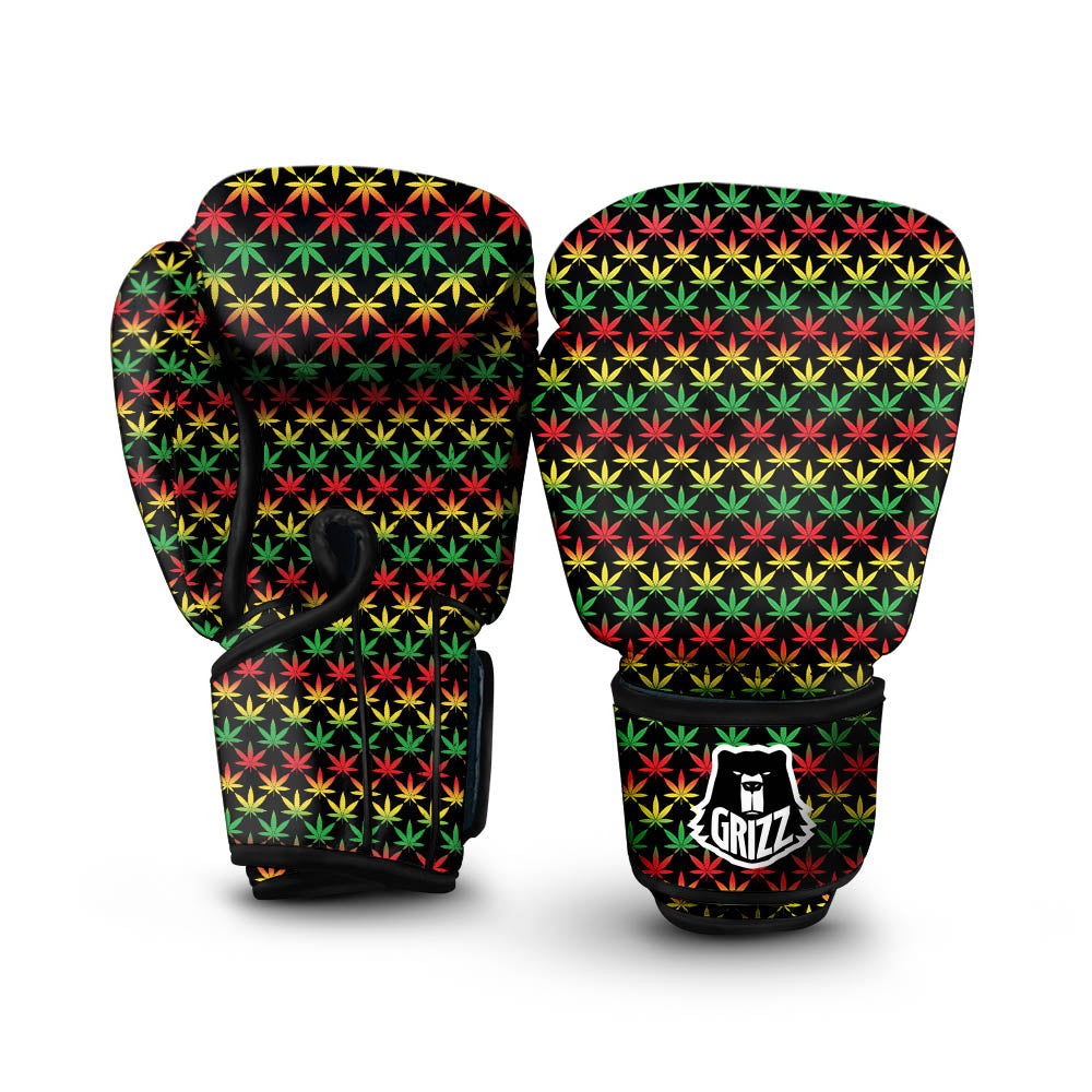 Rasta Cannabis Print Pattern Boxing Gloves-grizzshop