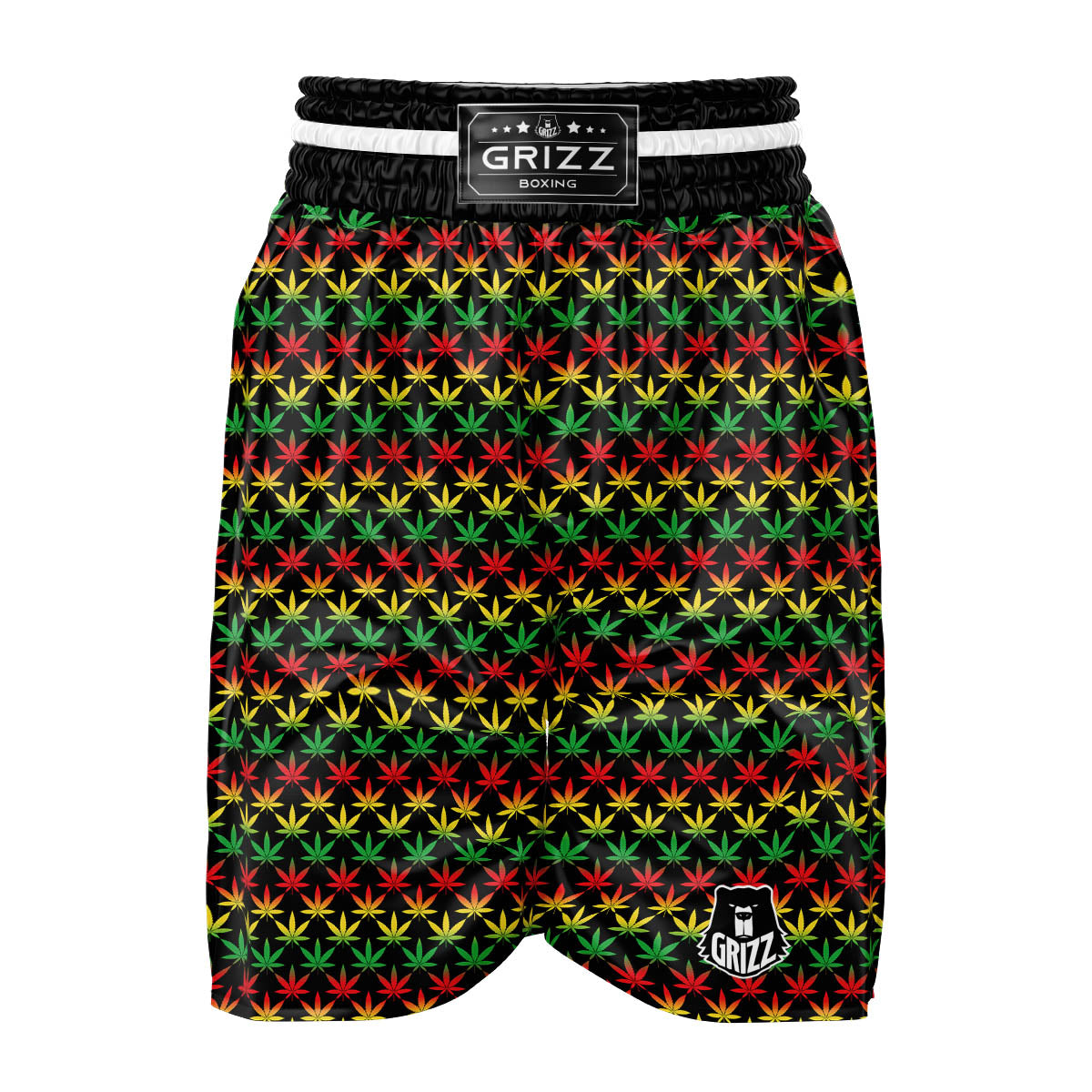 Rasta Cannabis Print Pattern Boxing Shorts-grizzshop