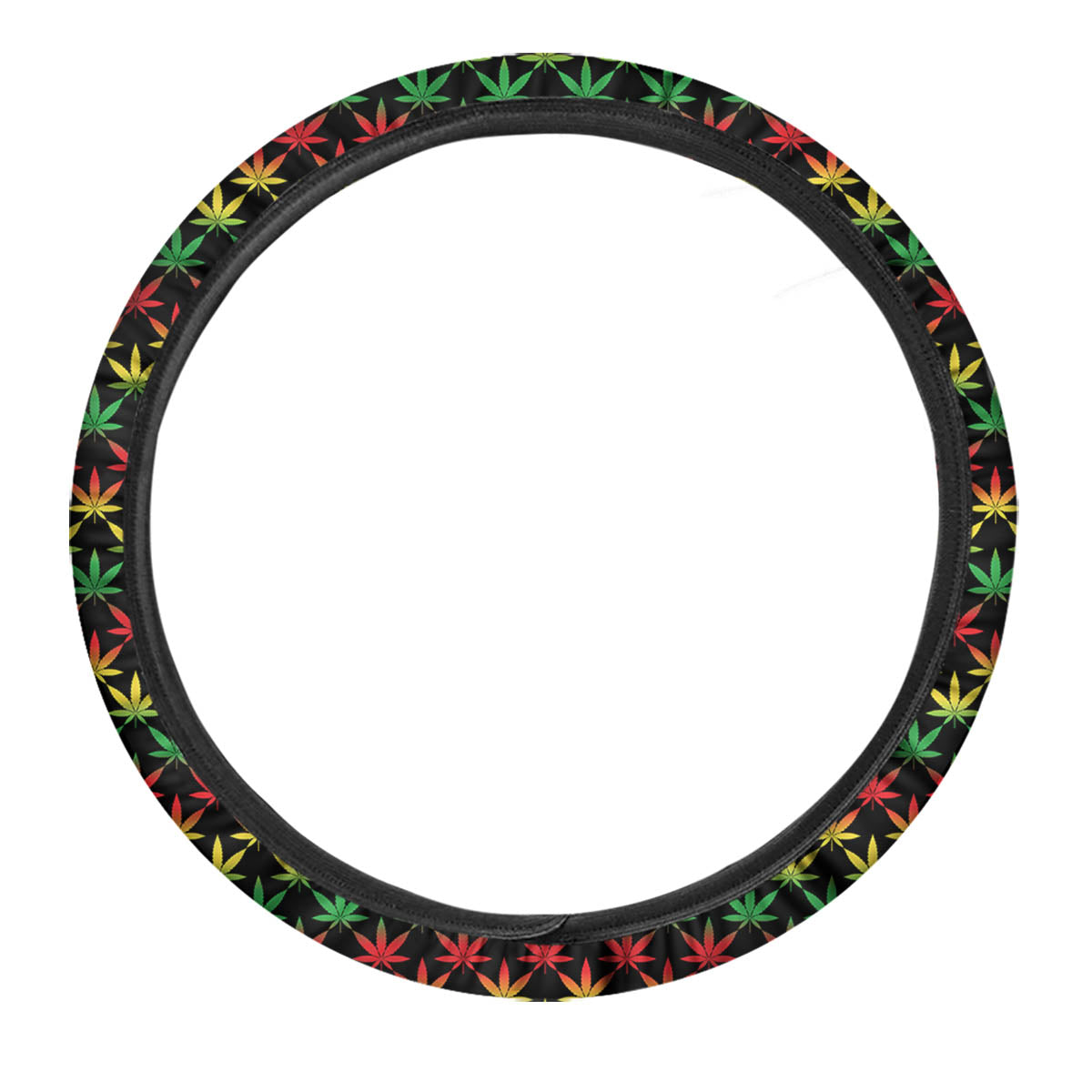 Rasta Cannabis Print Pattern Car Steering Wheel Cover-grizzshop