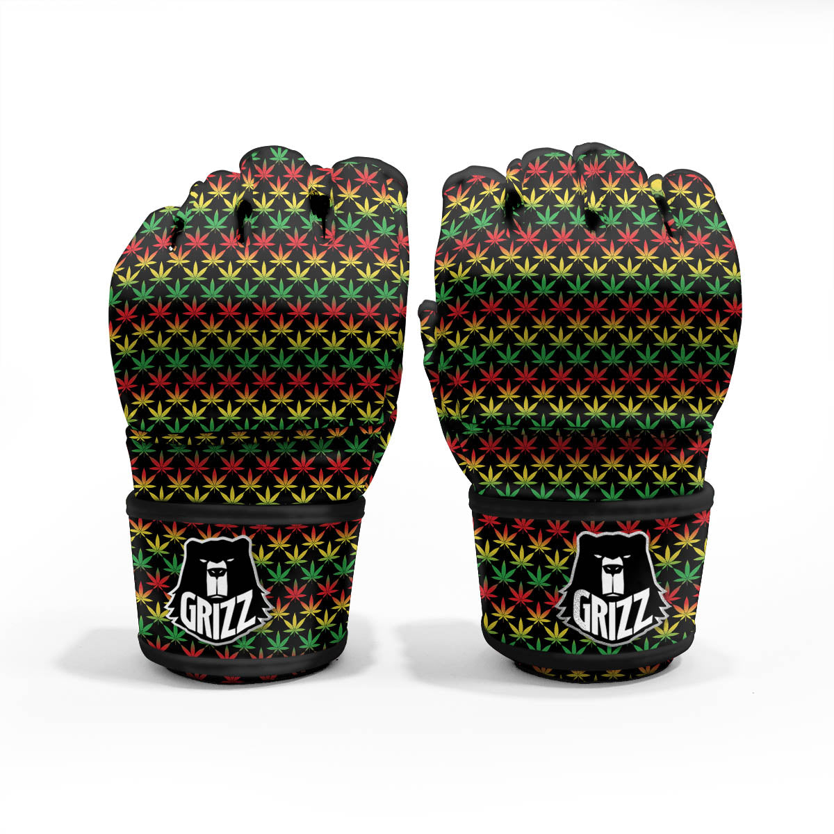 Rasta Cannabis Print Pattern MMA Gloves-grizzshop