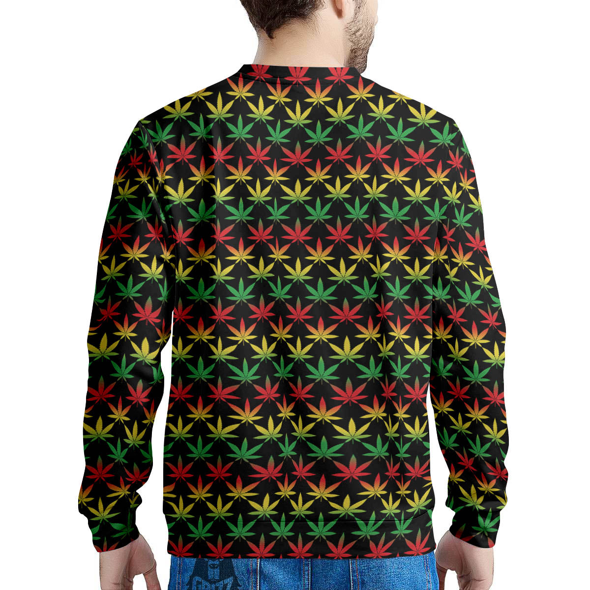 Rasta Cannabis Print Pattern Men's Sweatshirt-grizzshop