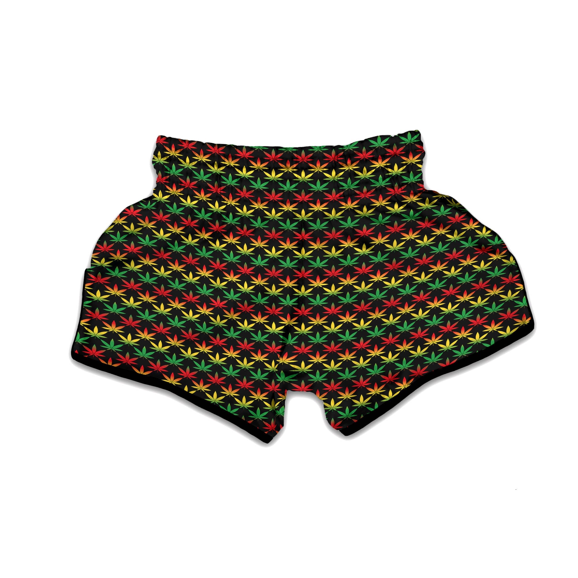 Rasta Cannabis Print Pattern Muay Thai Boxing Shorts-grizzshop
