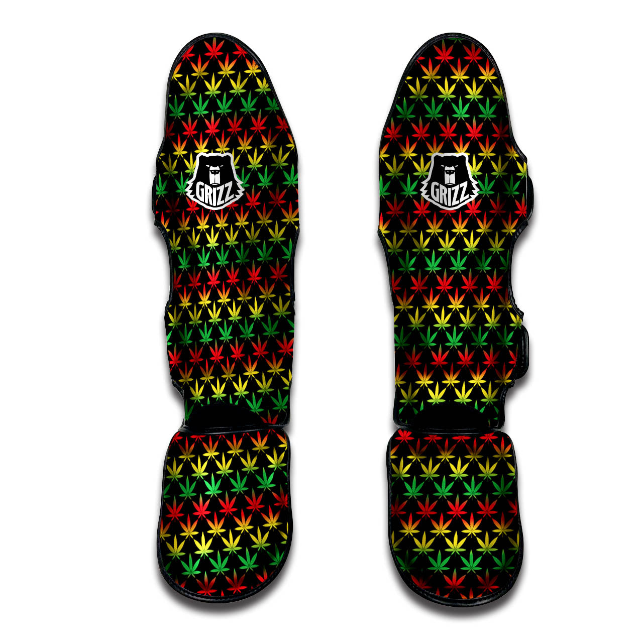 Rasta Cannabis Print Pattern Muay Thai Shin Guards-grizzshop